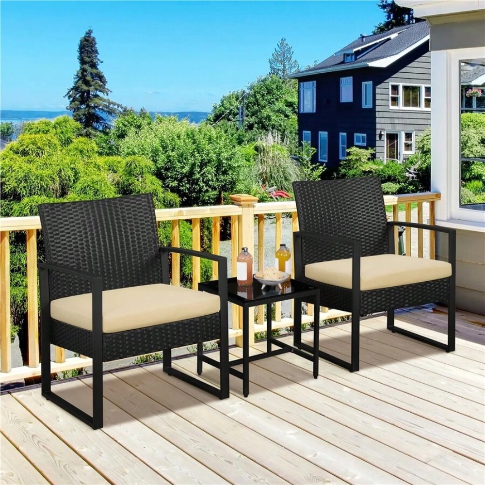 Outdoor Furniture Balcony - 3 Piece Outdoor Wicker Furniture Set