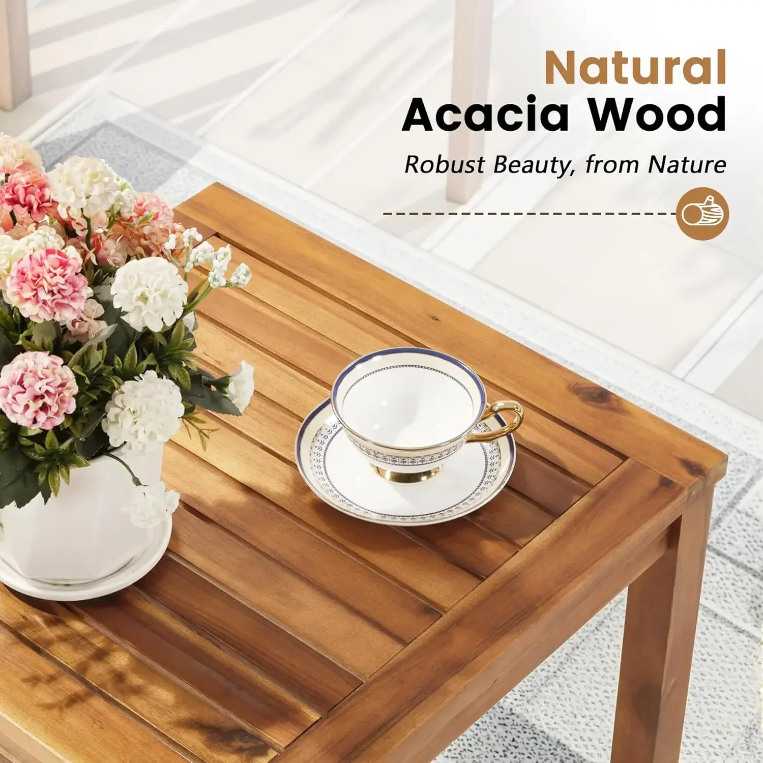 Patio Chairs 3 Piece Acacia Wo - Outdoor Furniture Balcony recension och pris