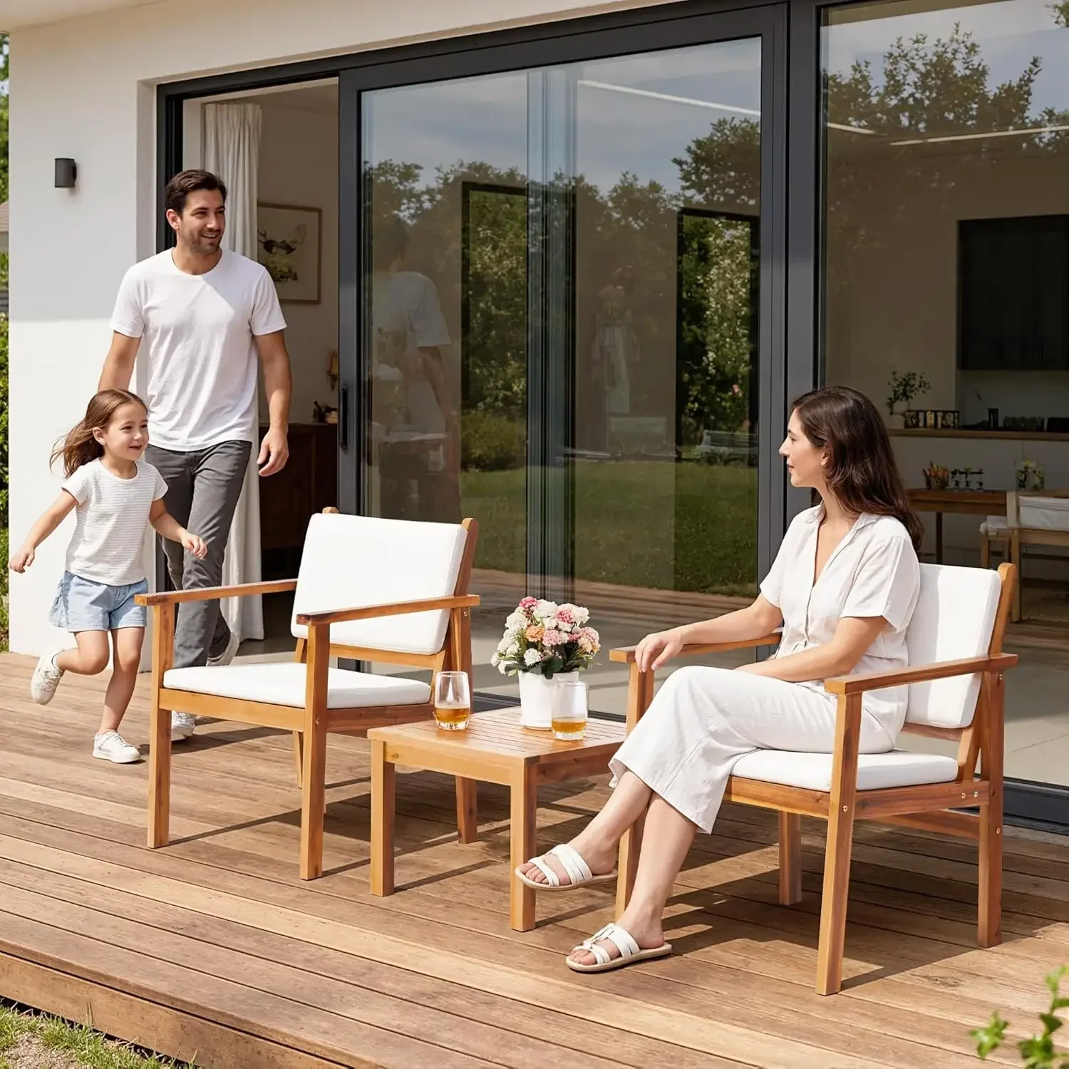 Patio Chairs 3 Piece Acacia Wo - Outdoor Furniture Balcony recension och pris