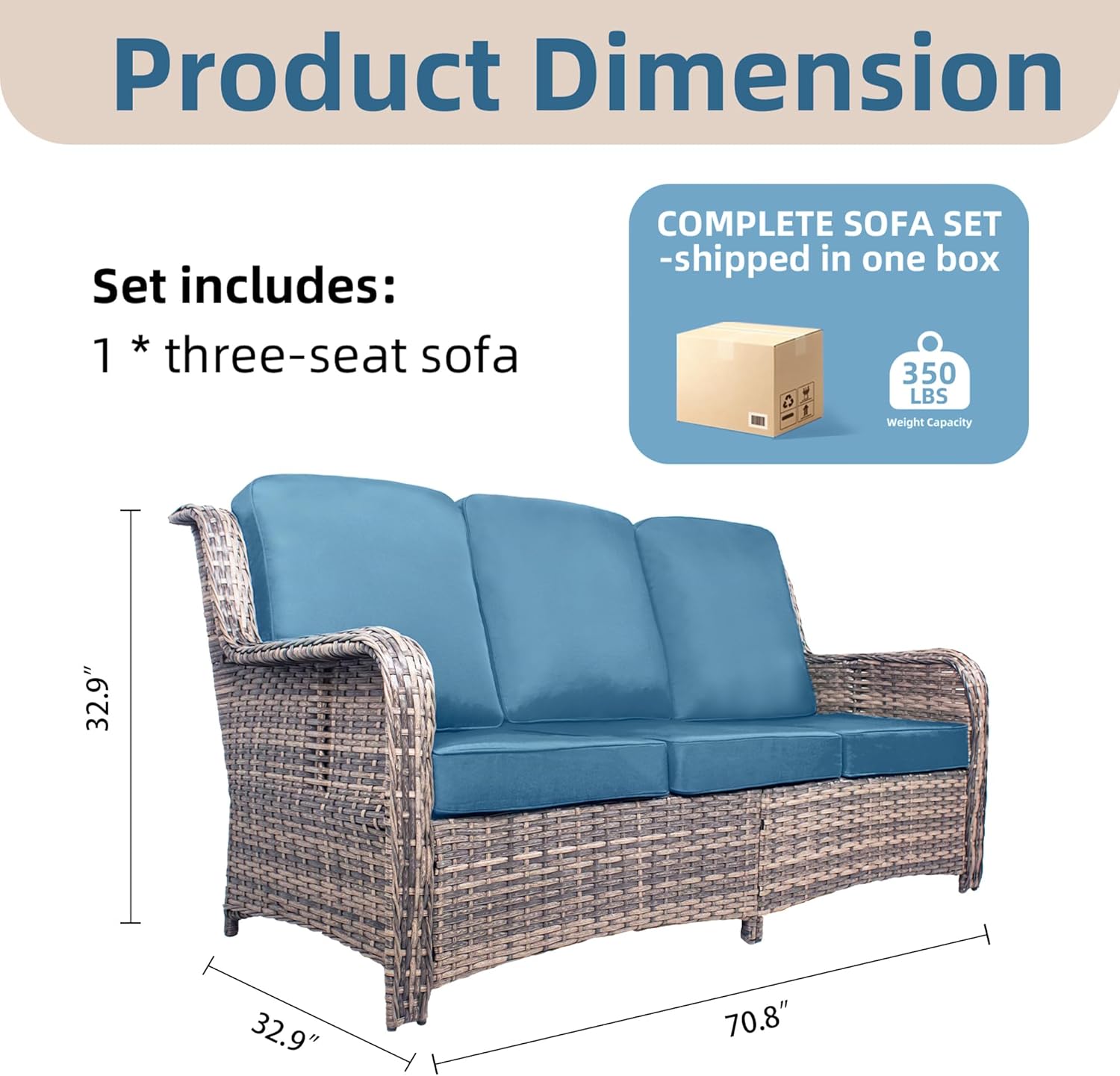 Three-Seater Outdoor Sofa Wick - Outdoor Furniture Balcony recension och pris