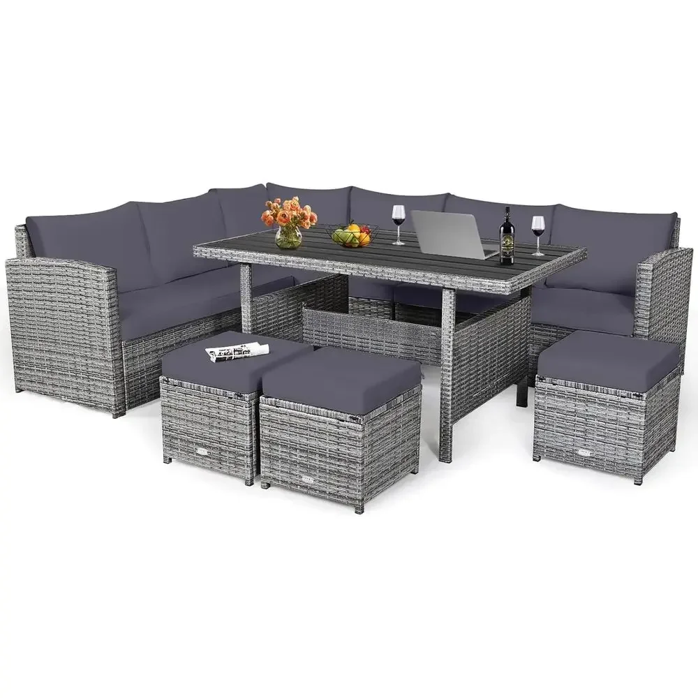 Grey 7-Piece Rattan Patio Furn - Outdoor Furniture Balcony recension och pris