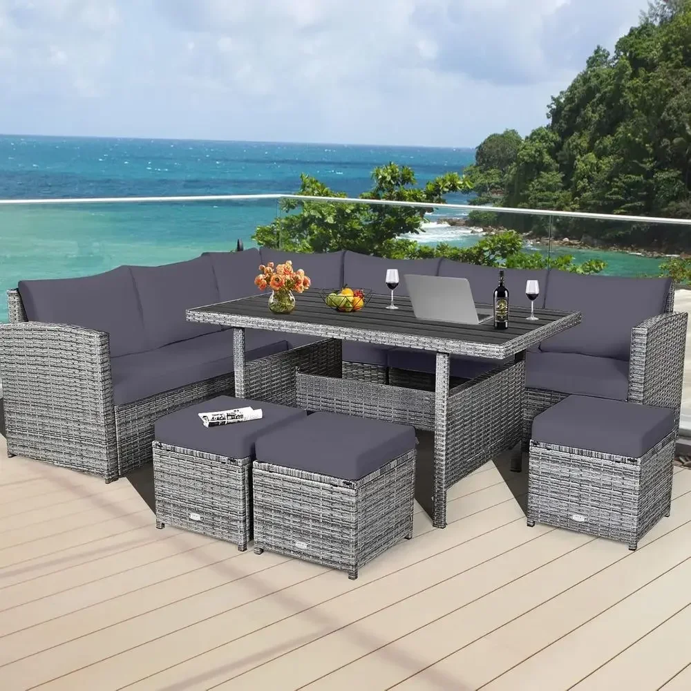 Grey 7-Piece Rattan Patio Furn - Outdoor Furniture Balcony recension och pris