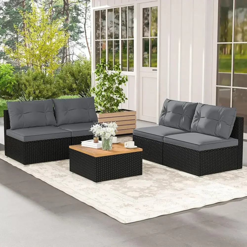 Gray Outdoor Wicker Patio Furn - Outdoor Furniture Balcony recension och pris
