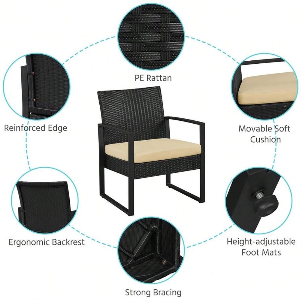 3 Piece Outdoor Wicker Furnitu - Outdoor Furniture Balcony recension och pris