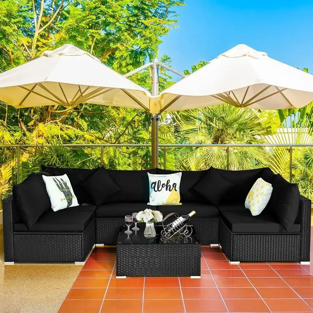 6-Seat Outdoor Wicker Patio Fu - Outdoor Furniture Balcony recension och pris
